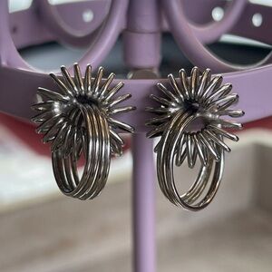 Coro Silver Sunburst Earrings
